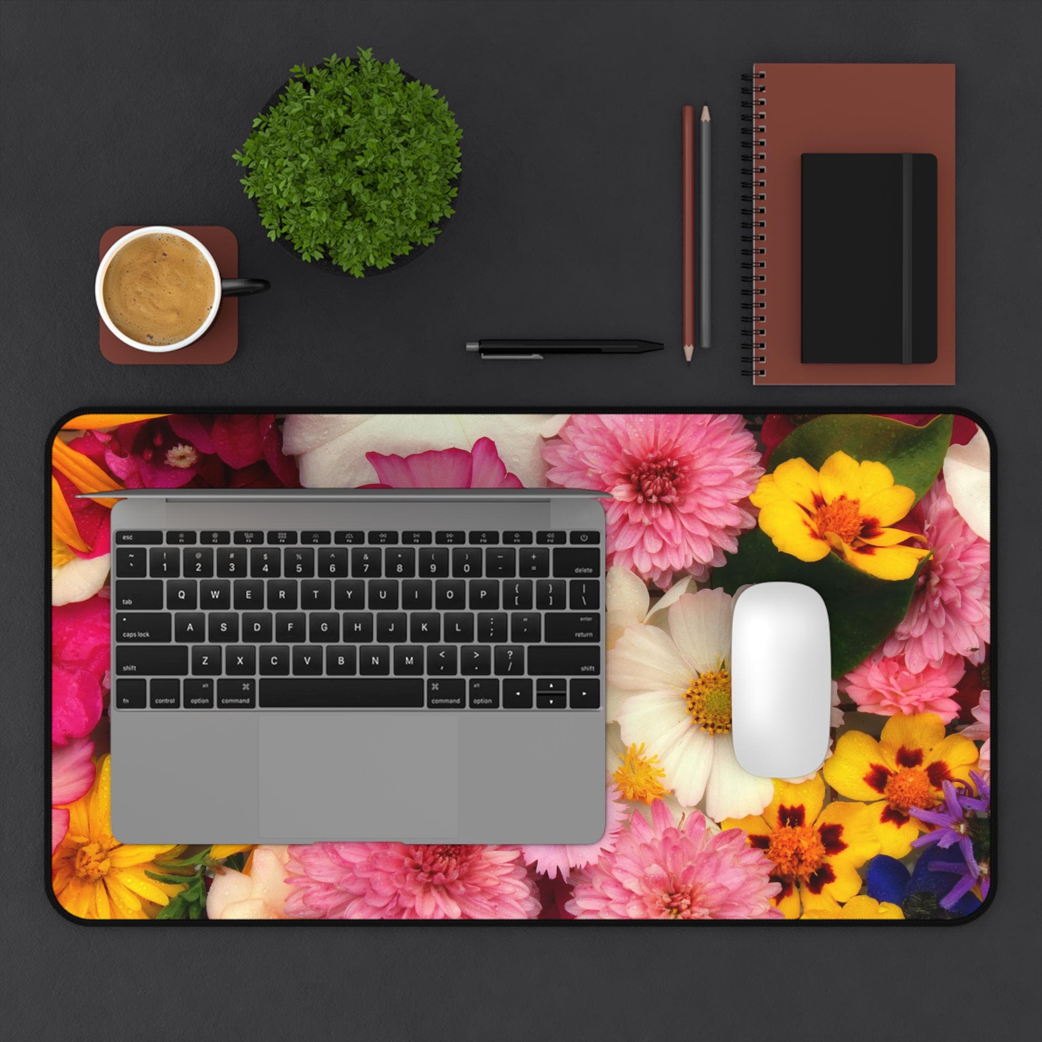 Bright Wildflower Bouquet Desk Mat | Floral Mouse Pad, Garden Blooms