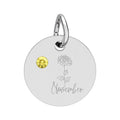 November Birthstone/Birth flower Circle Charm engraved pendant | Personalized Jewelry