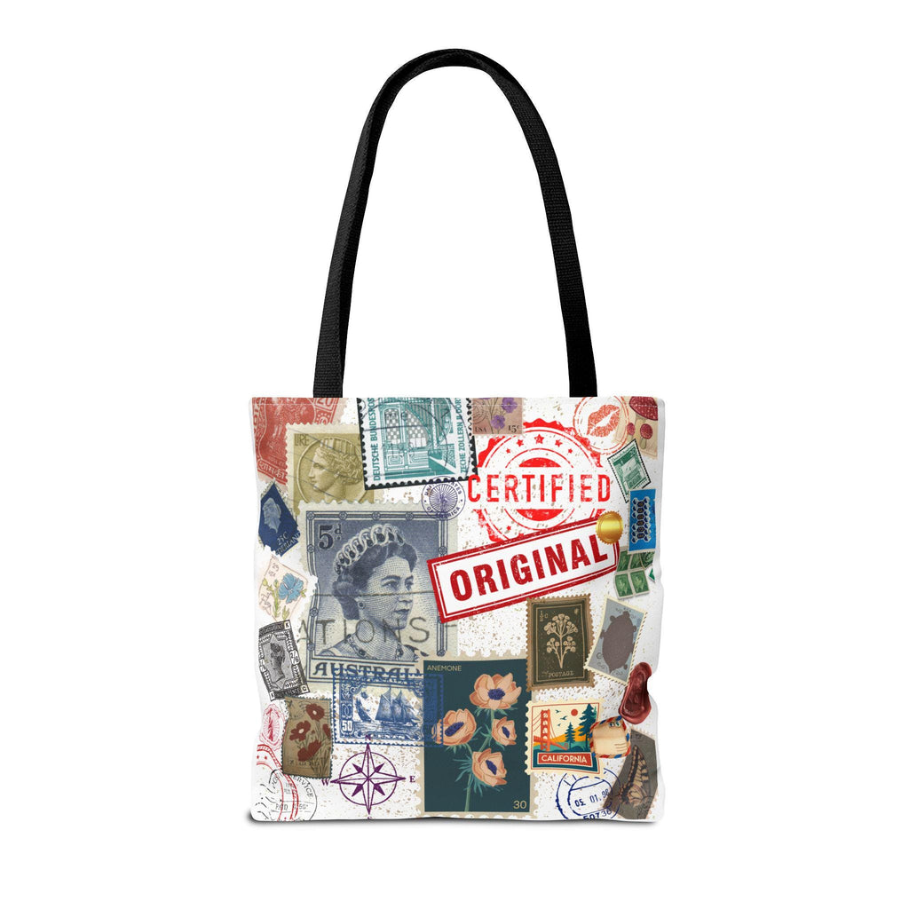 Vintage Postage Stamp Collage Tote Bag | Certified Original Passport Travel Theme