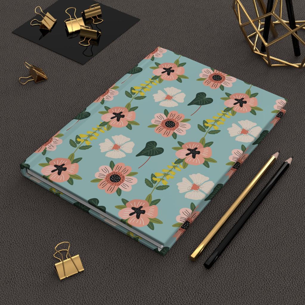 Pink Floral Pattern Hardcover Journal | Matte Botanical Notebook