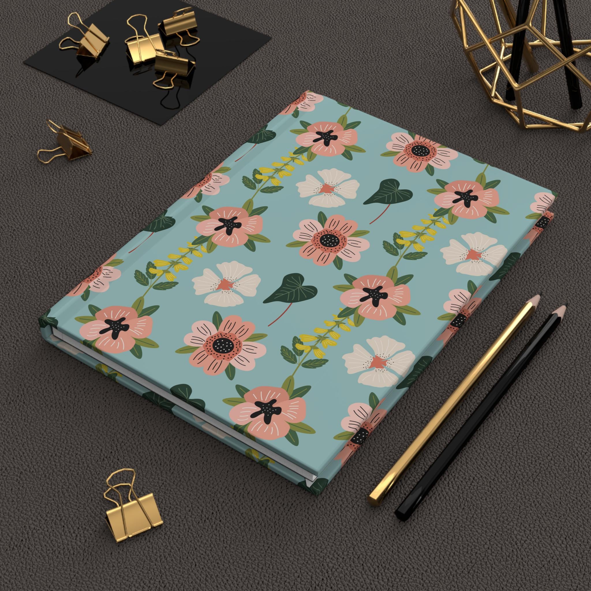 Pink Floral Pattern Hardcover Journal | Matte Botanical Notebook