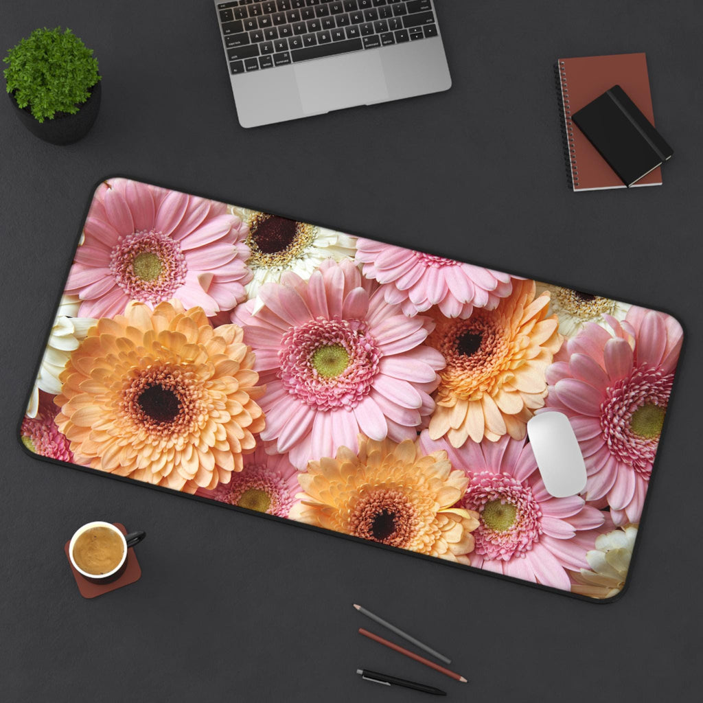 Pastel Gerbera Bouquet Desk Mat | Floral Flower Mouse Pad Mat
