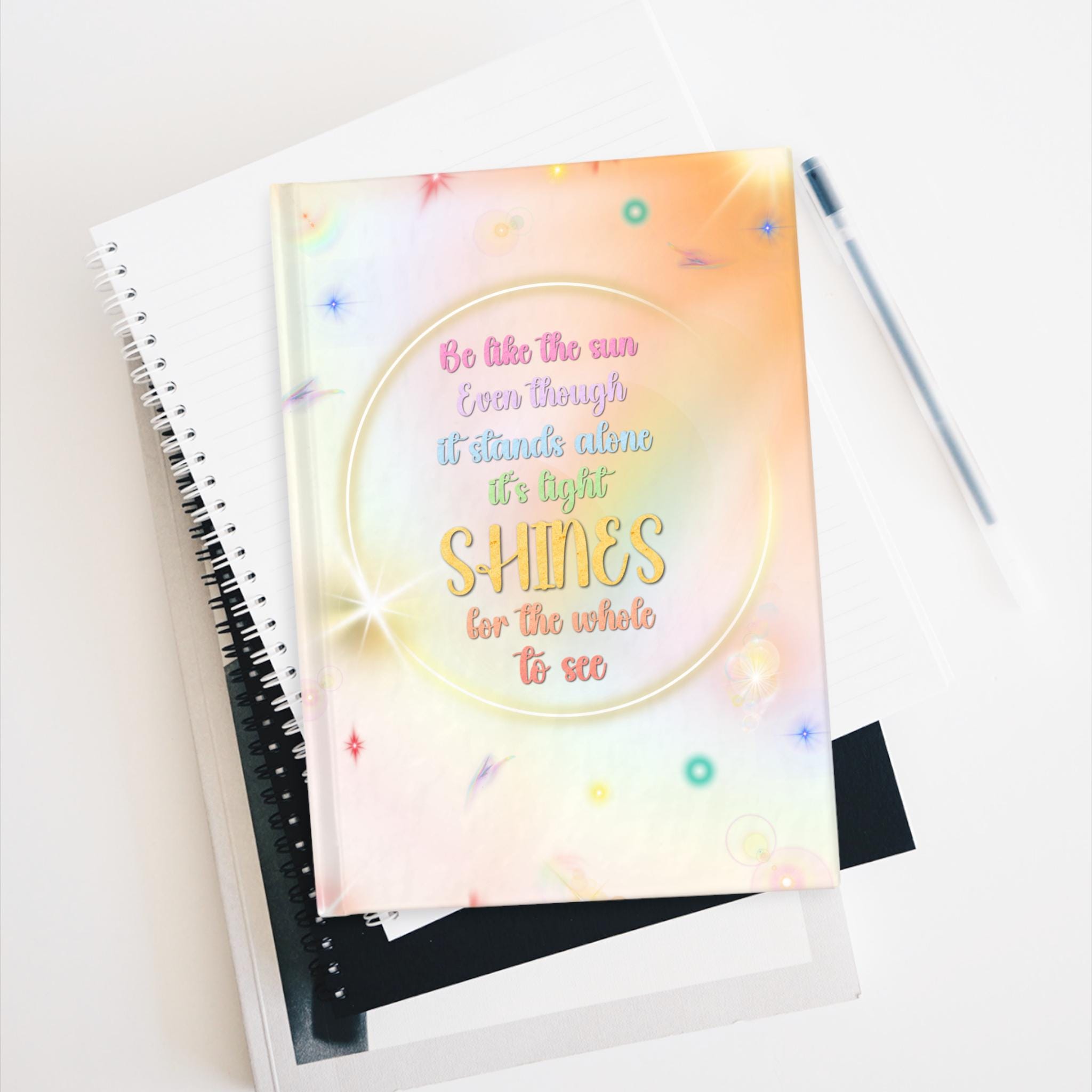 Sunshine Quote Journal | Ruled Lined Notebook, Pastel Holographic Cover