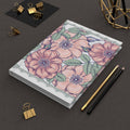 Peach Floral Sketch Hardcover Journal | Botanical Roses, Leaf Pattern Notebook