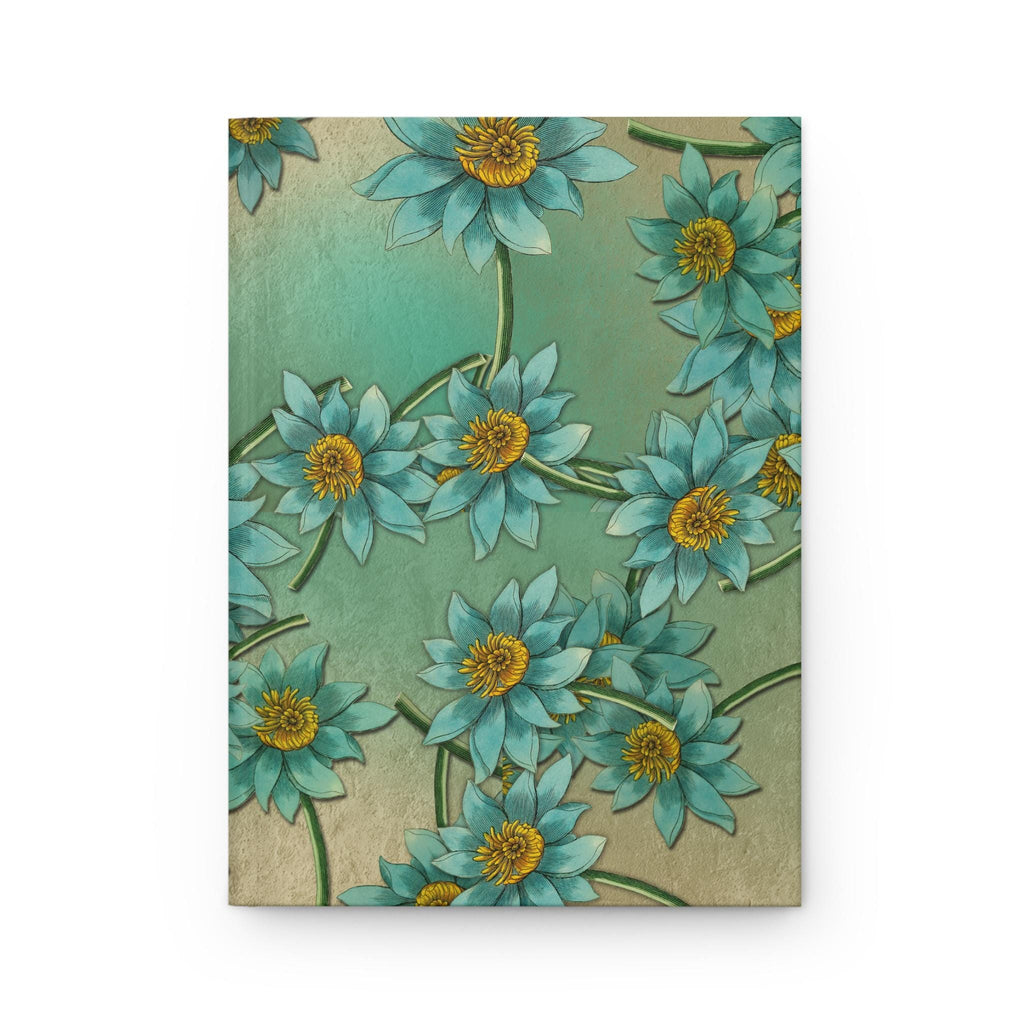 Teal Floral Lotus Pattern Hardcover Journal | Matte Botanical Notebook