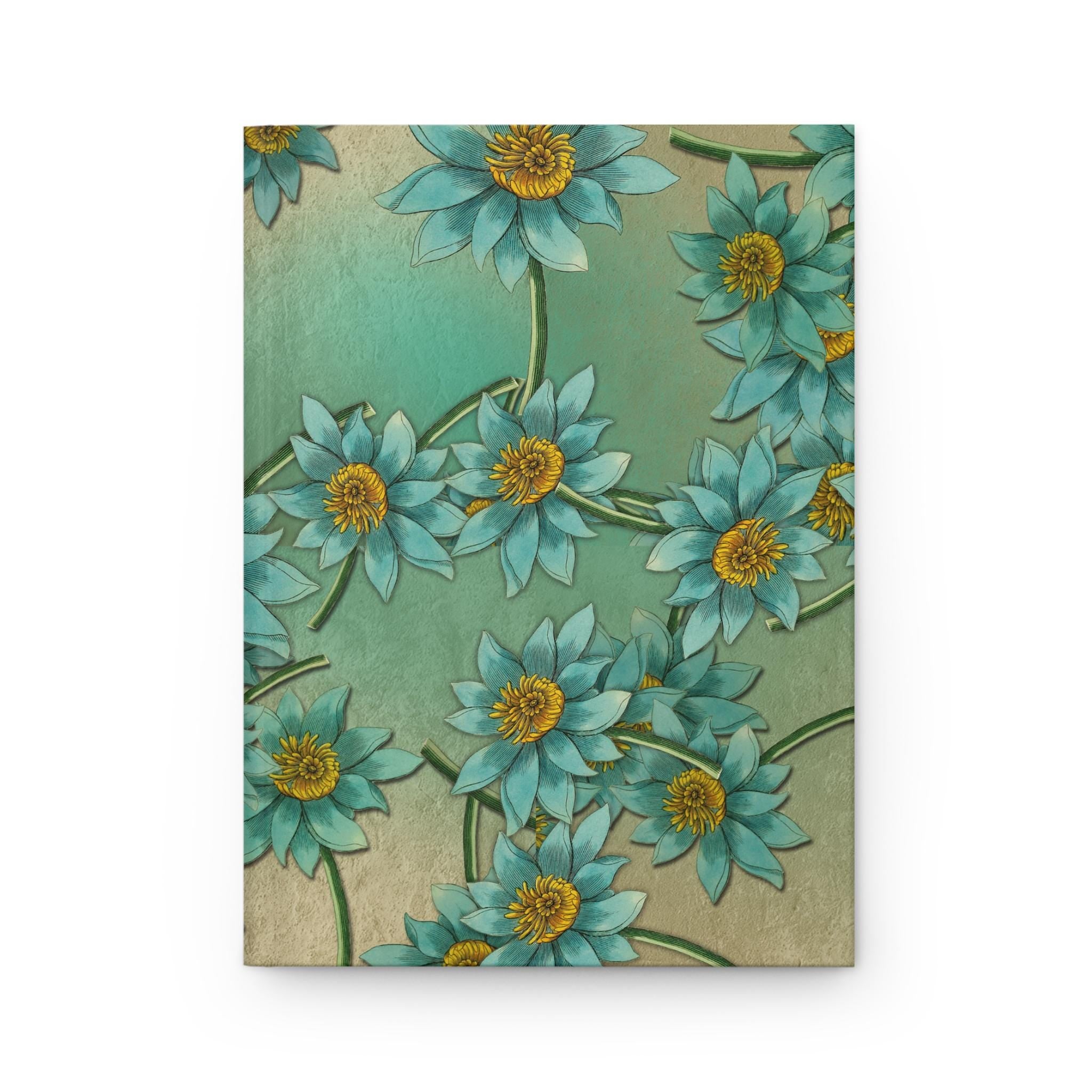 Teal Floral Lotus Pattern Hardcover Journal | Matte Botanical Notebook