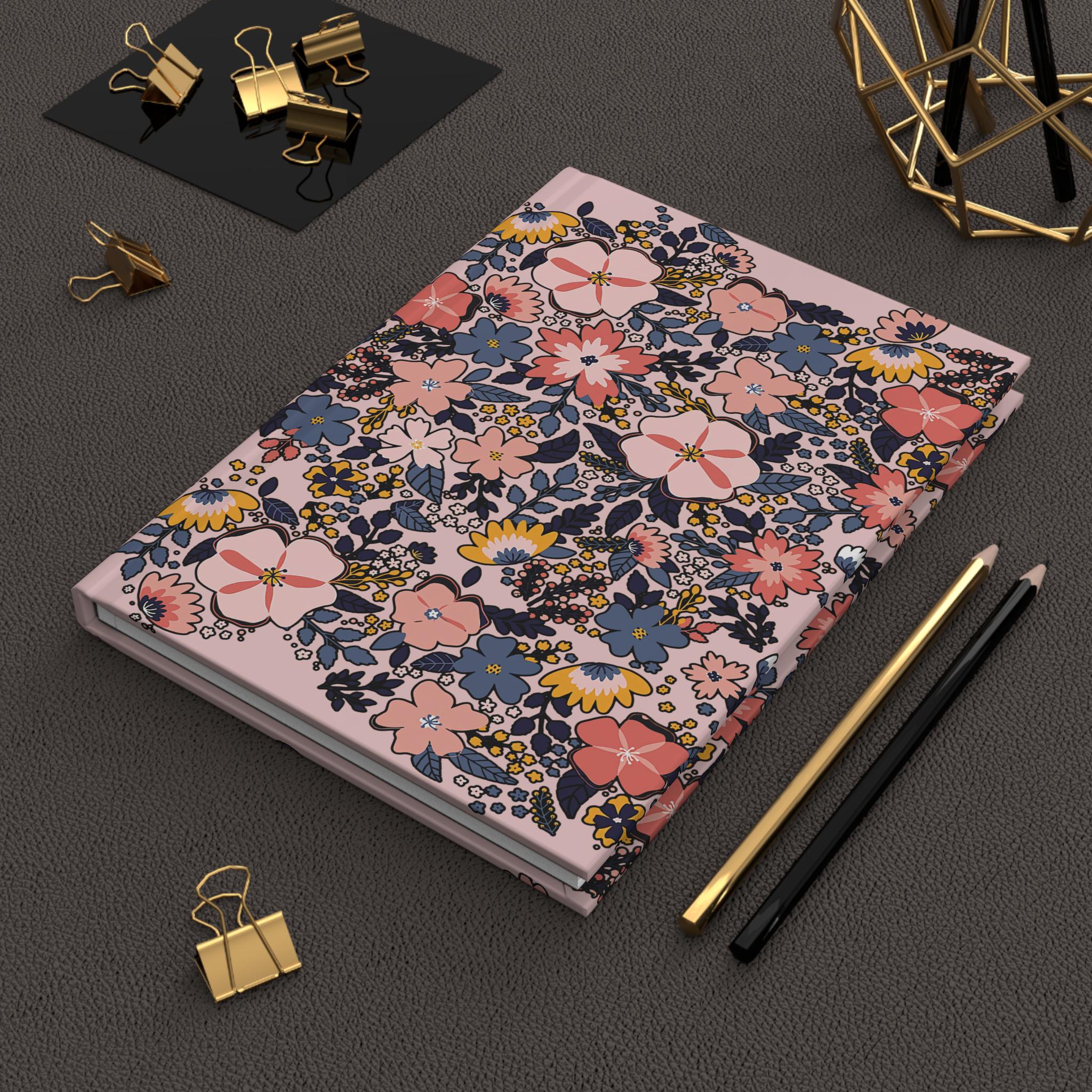 Vintage Floral Pattern Hardcover Journal | Pink Botanical Notebook
