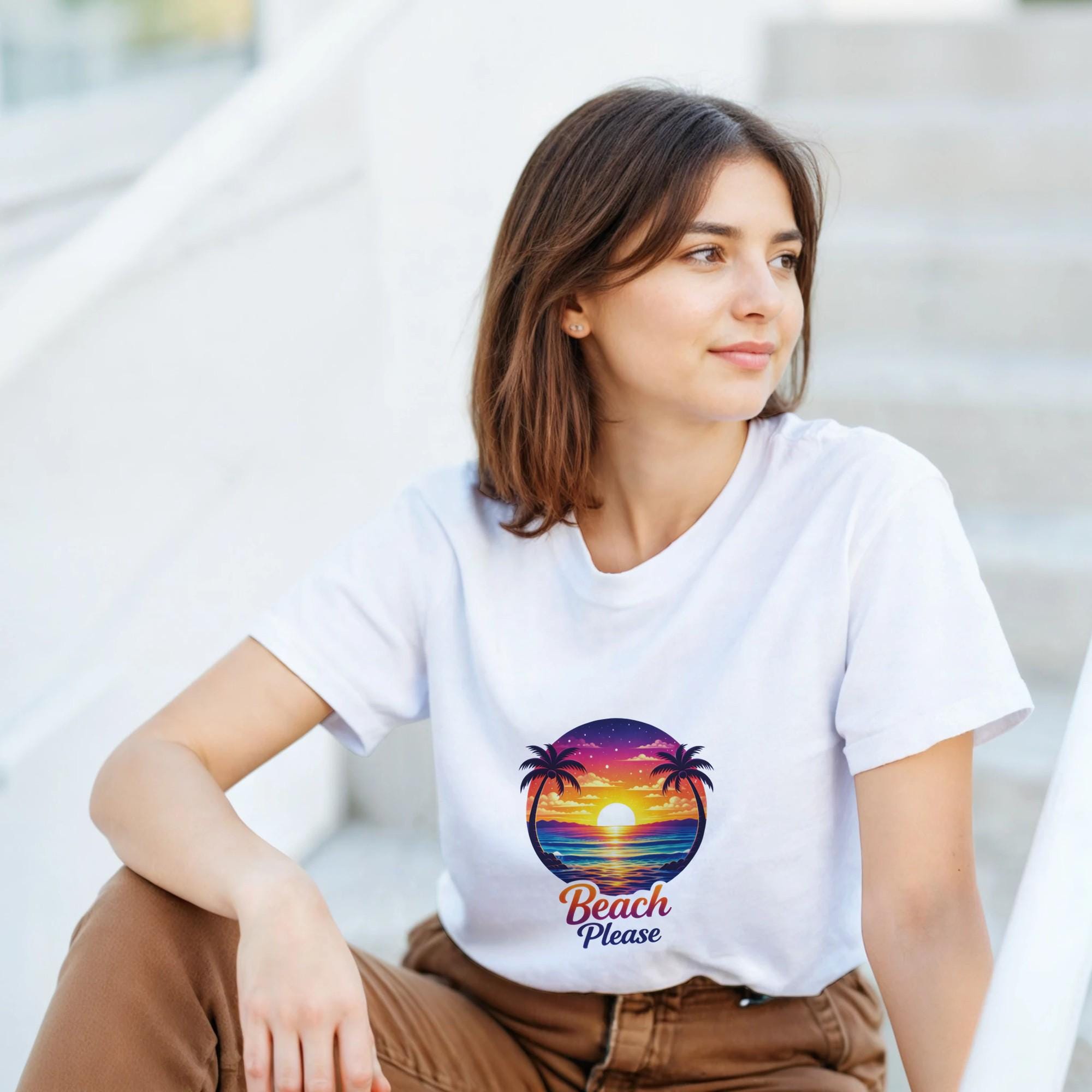 Womens summer tshirt beach tee printed palm tree graphic shirt