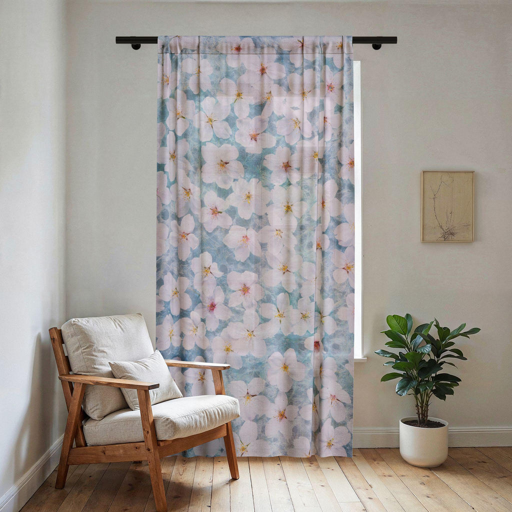 Soft Cherry Blossom Sheer Curtain | Floral Window Panel