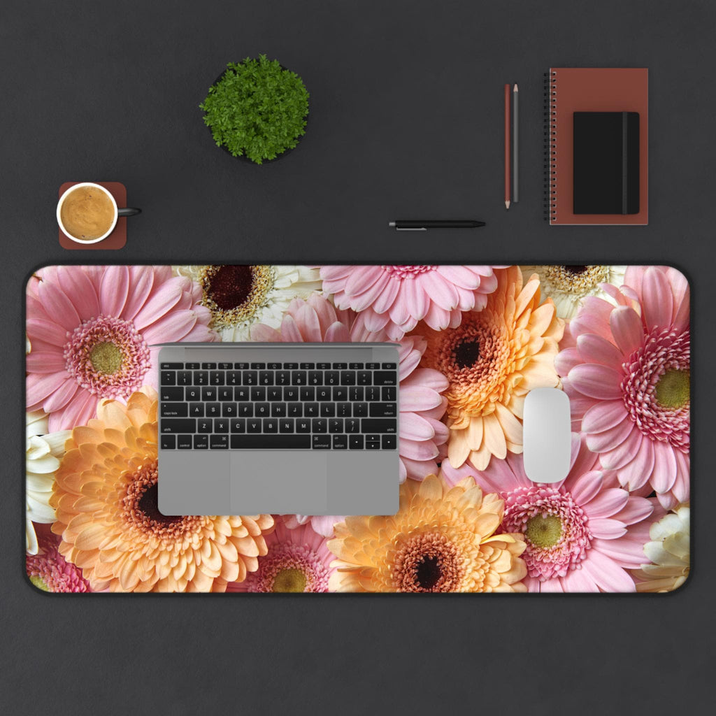 Pastel Gerbera Bouquet Desk Mat | Floral Flower Mouse Pad Mat