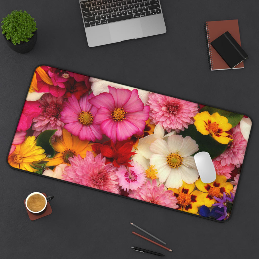 Bright Wildflower Bouquet Desk Mat | Floral Mouse Pad, Garden Blooms