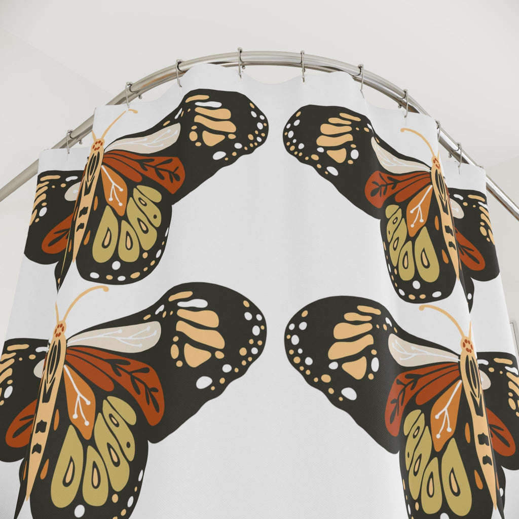 Retro Monarch Butterfly Shower Curtain | Vintage Butterfly Pattern