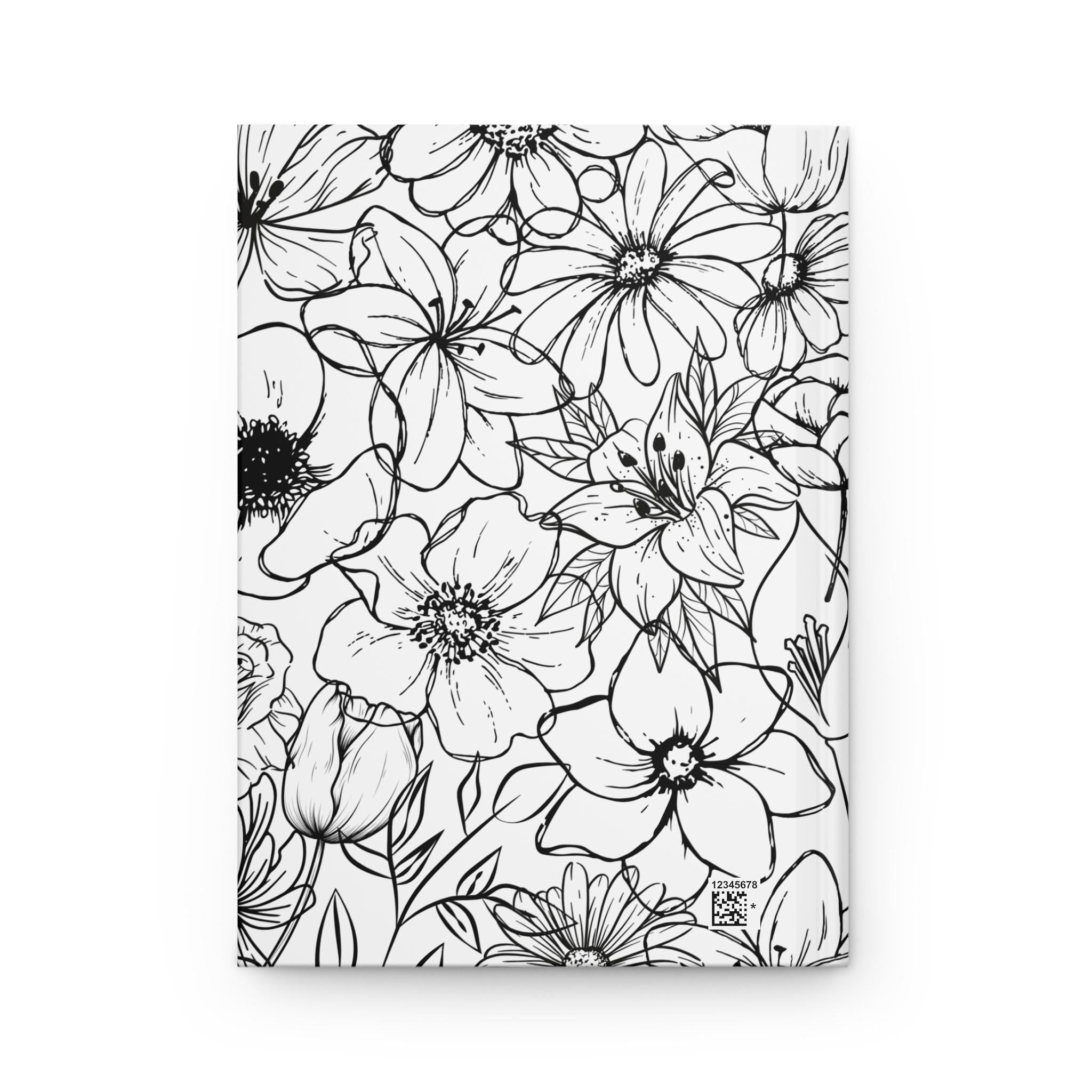 Black Line Floral Pattern Hardcover Journal | Botanical Sketch Notebook
