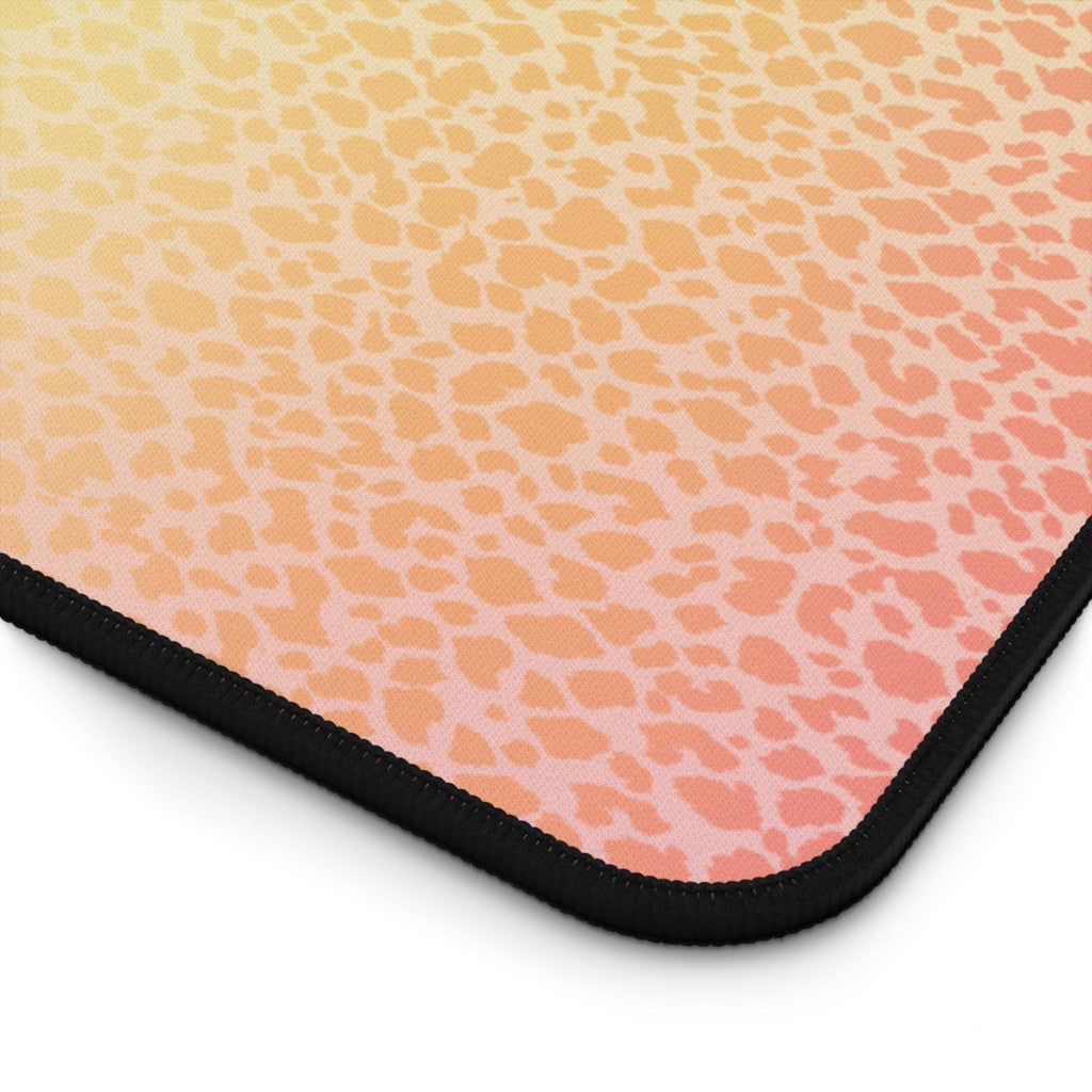 Pastel Rainbow Leopard Print Desk Mat | Gradient Animal Pattern Mousepad