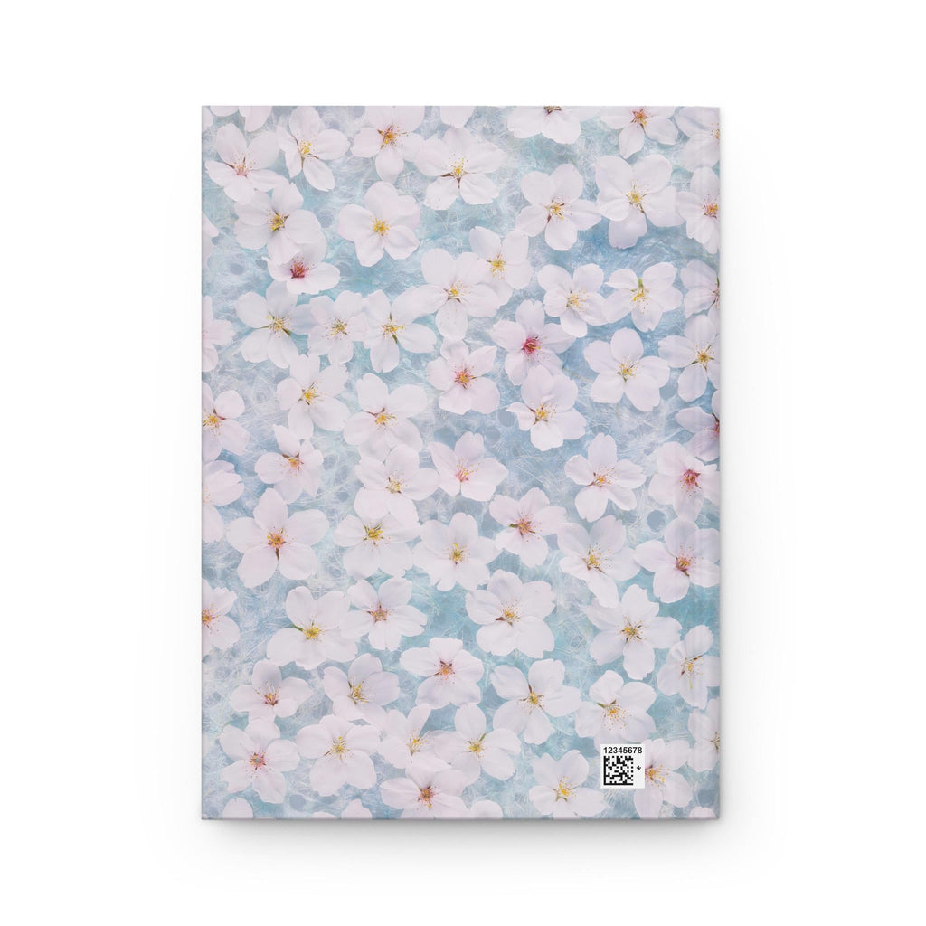 White Cherry Blossom Pattern Hardcover Journal | Floral Notebook
