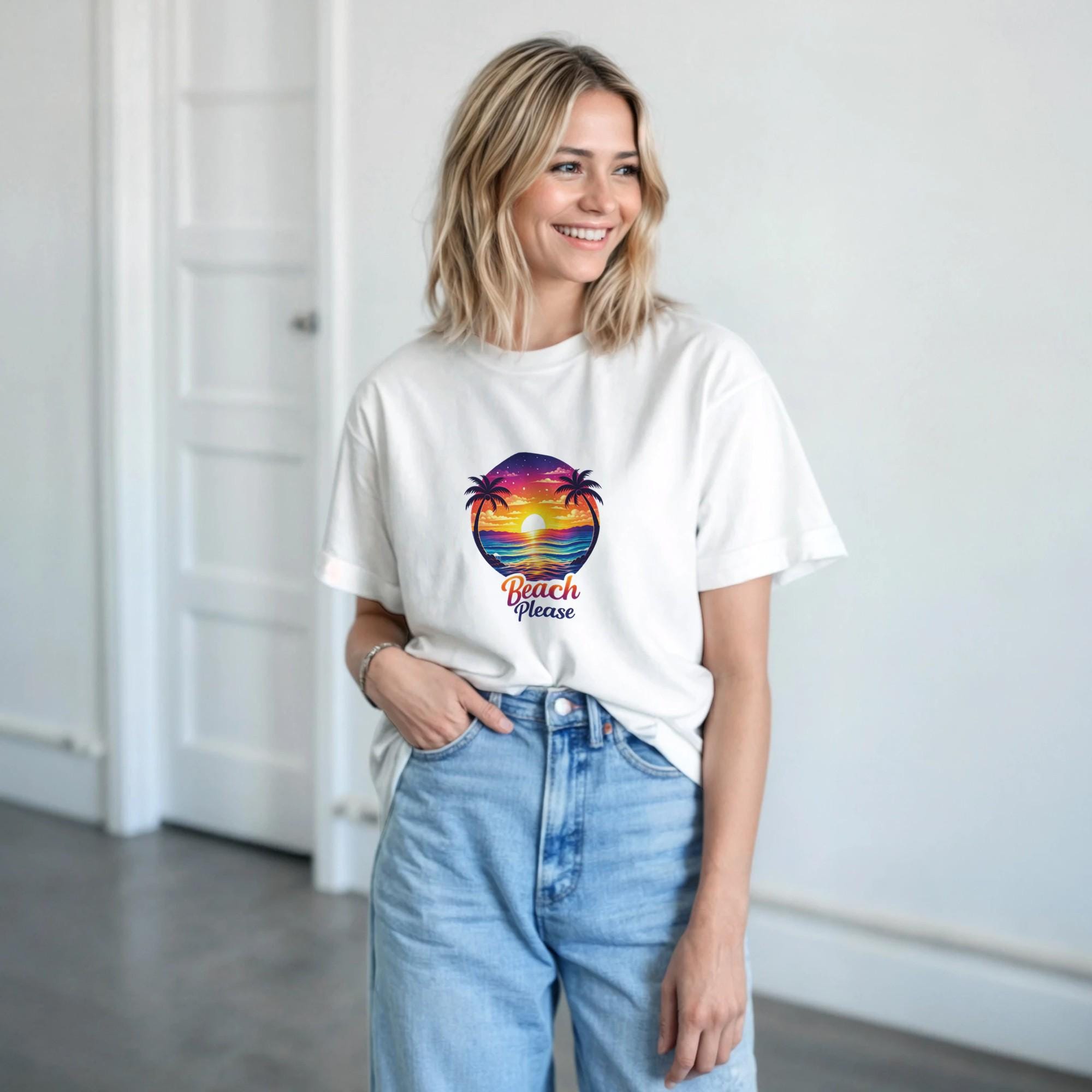 Womens summer tshirt beach tee printed palm tree graphic shirt