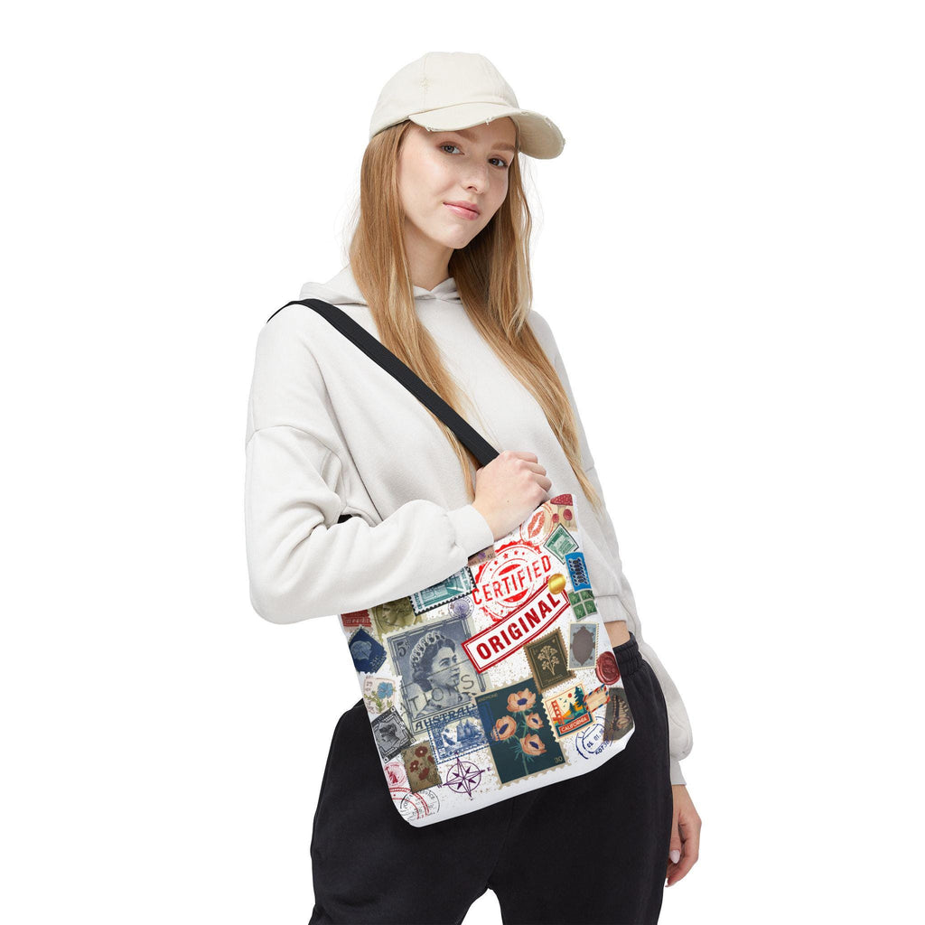 Vintage Postage Stamp Collage Tote Bag | Certified Original Passport Travel Theme