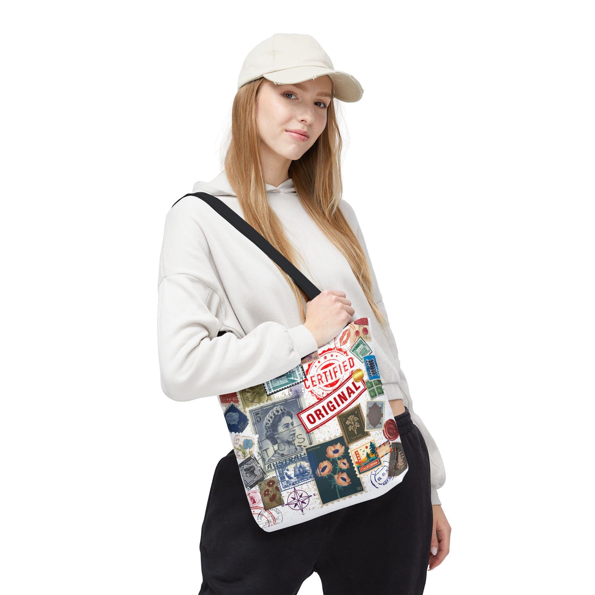 Vintage Postage Stamp Collage Tote Bag | Certified Original Passport Travel Theme