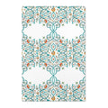 Teal Floral Scrollwork Area Rug | Boho Medallion Pattern, White Background