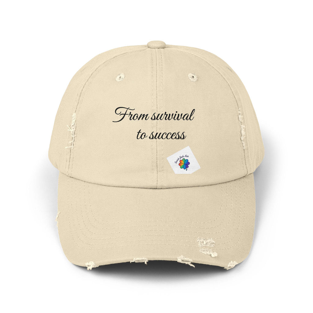 From survival to success Cap | distressed script embroidered hat
