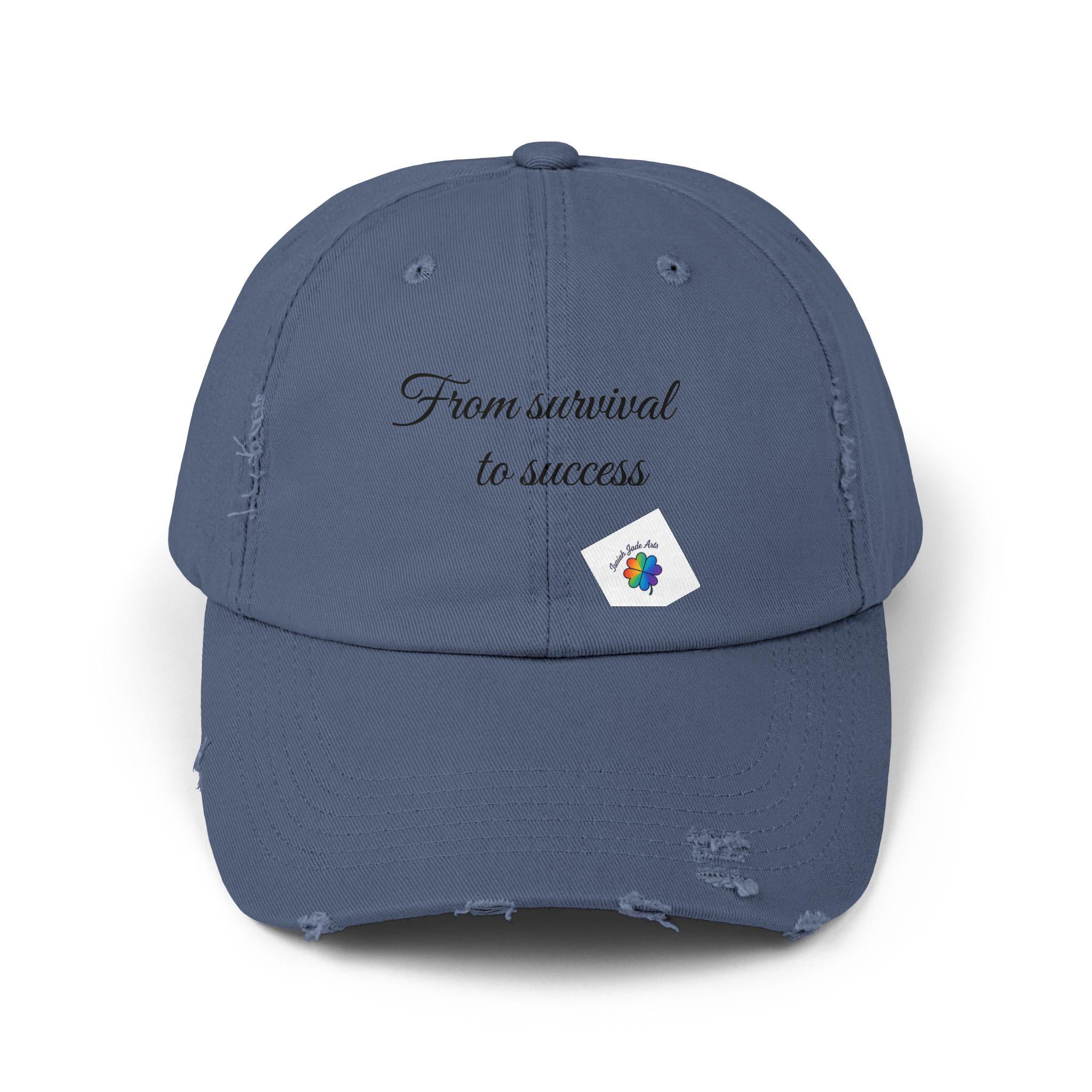 From survival to success Cap | distressed script embroidered hat