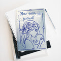 New Mom Journal Ruled Notebook | Mother and Baby Illustration, Blue Watercolor Cover