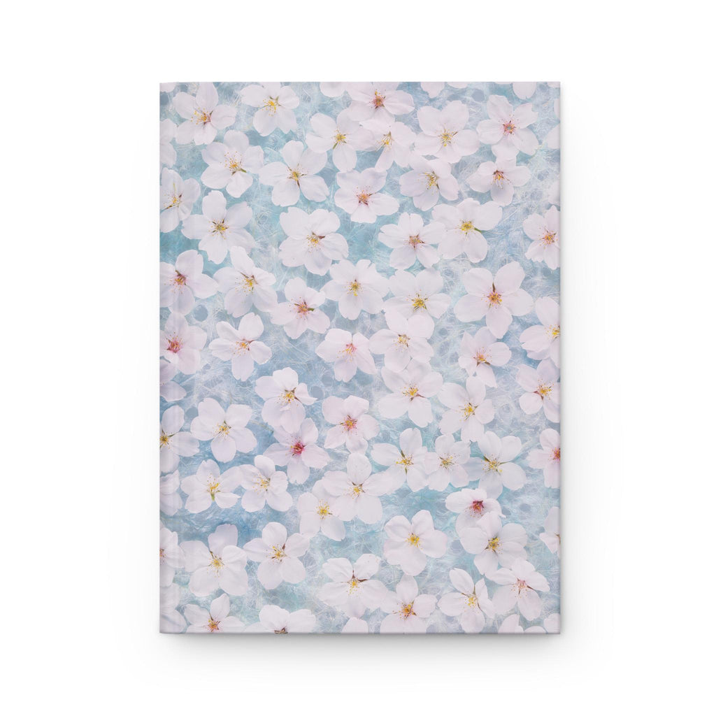 White Cherry Blossom Pattern Hardcover Journal | Floral Notebook