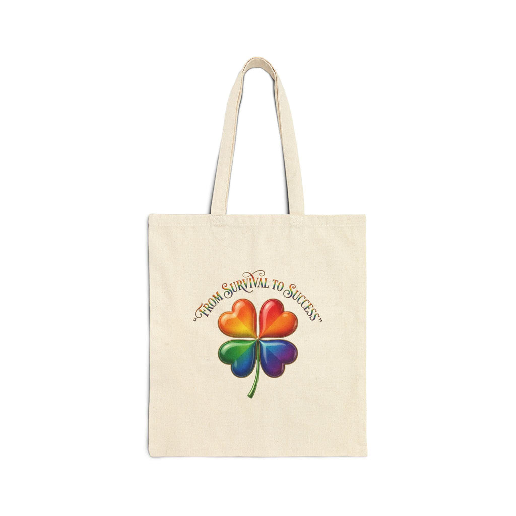 Rainbow Four-Leaf Clover Tote Bag | Hope Phrase Canvas Tote