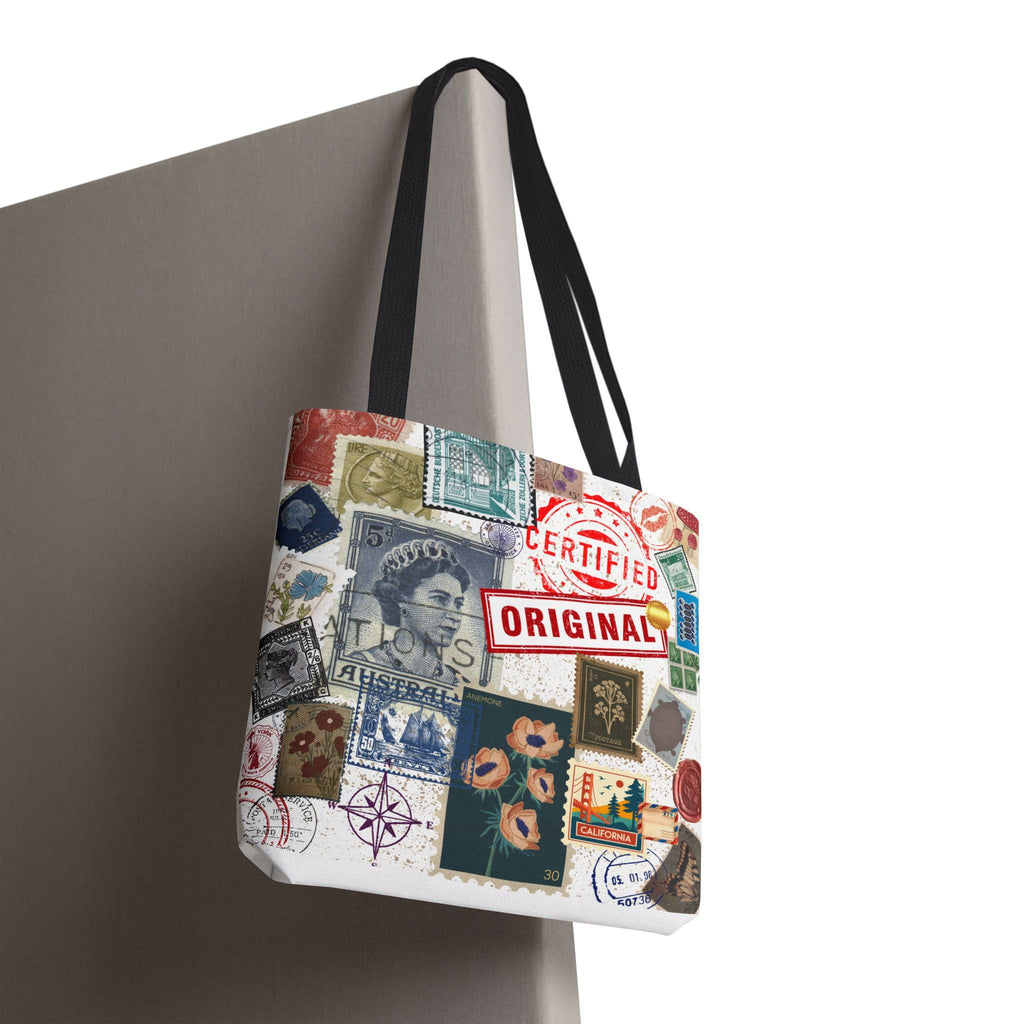 Vintage Postage Stamp Collage Tote Bag | Certified Original Passport Travel Theme