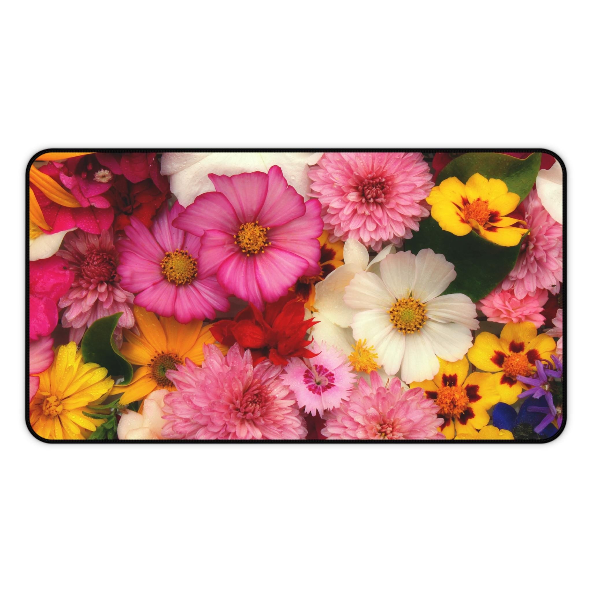 Bright Wildflower Bouquet Desk Mat | Floral Mouse Pad, Garden Blooms