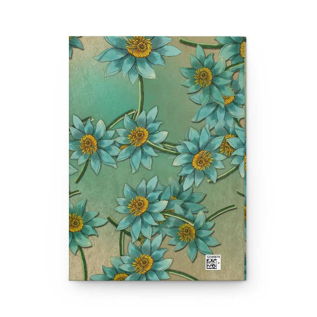 Teal Floral Lotus Pattern Hardcover Journal | Matte Botanical Notebook