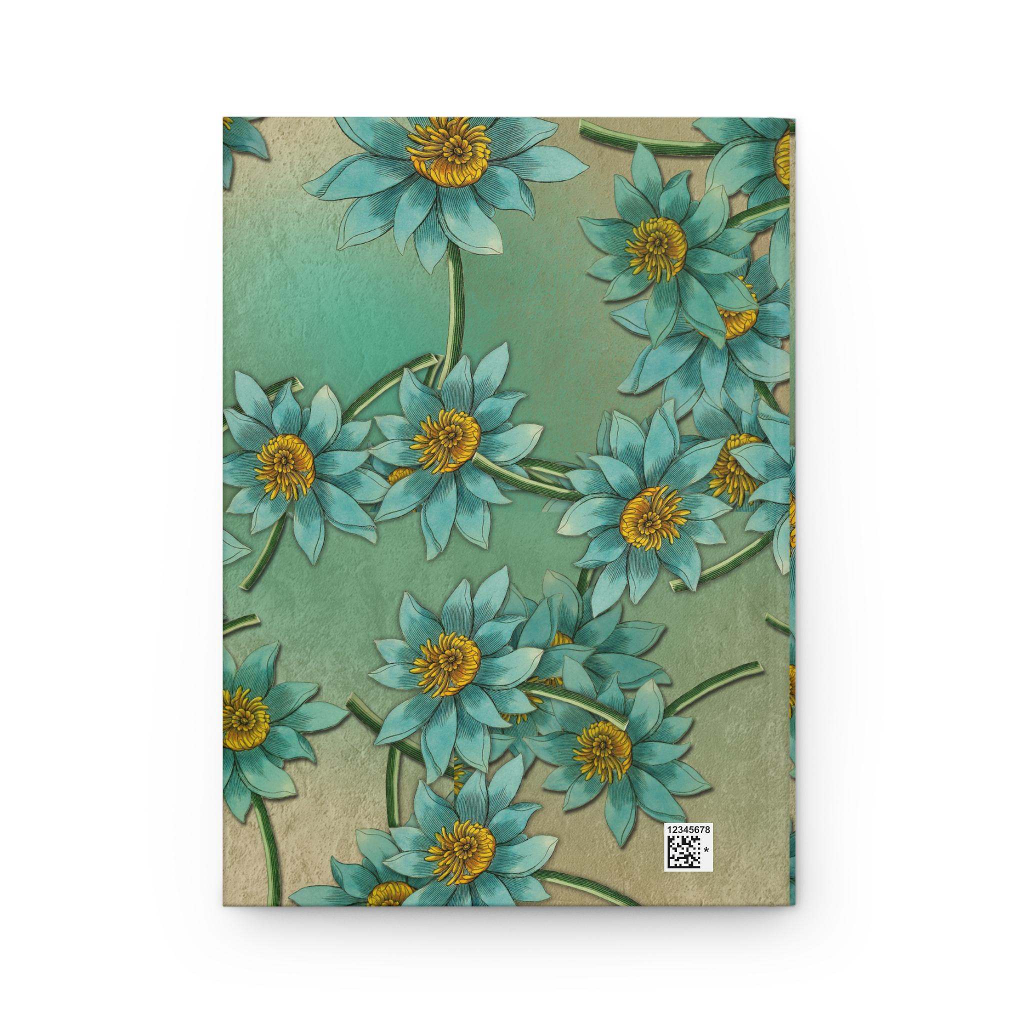 Teal Floral Lotus Pattern Hardcover Journal | Matte Botanical Notebook