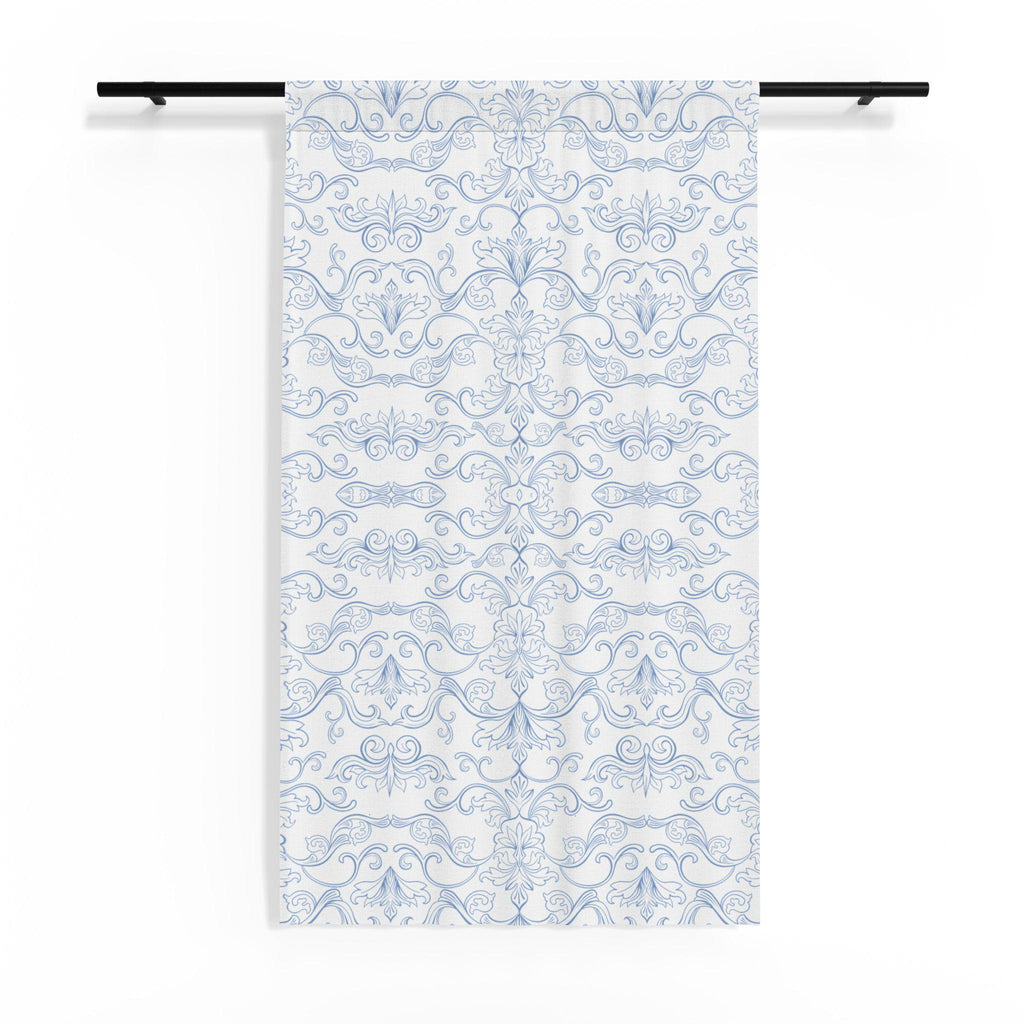 Blue Damask Sheer Curtain | Light Filtering Window Panel