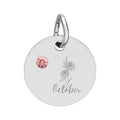 October Birthstone/Birth flower pendant, Circle Charm pendant | Engraved Floral Disc