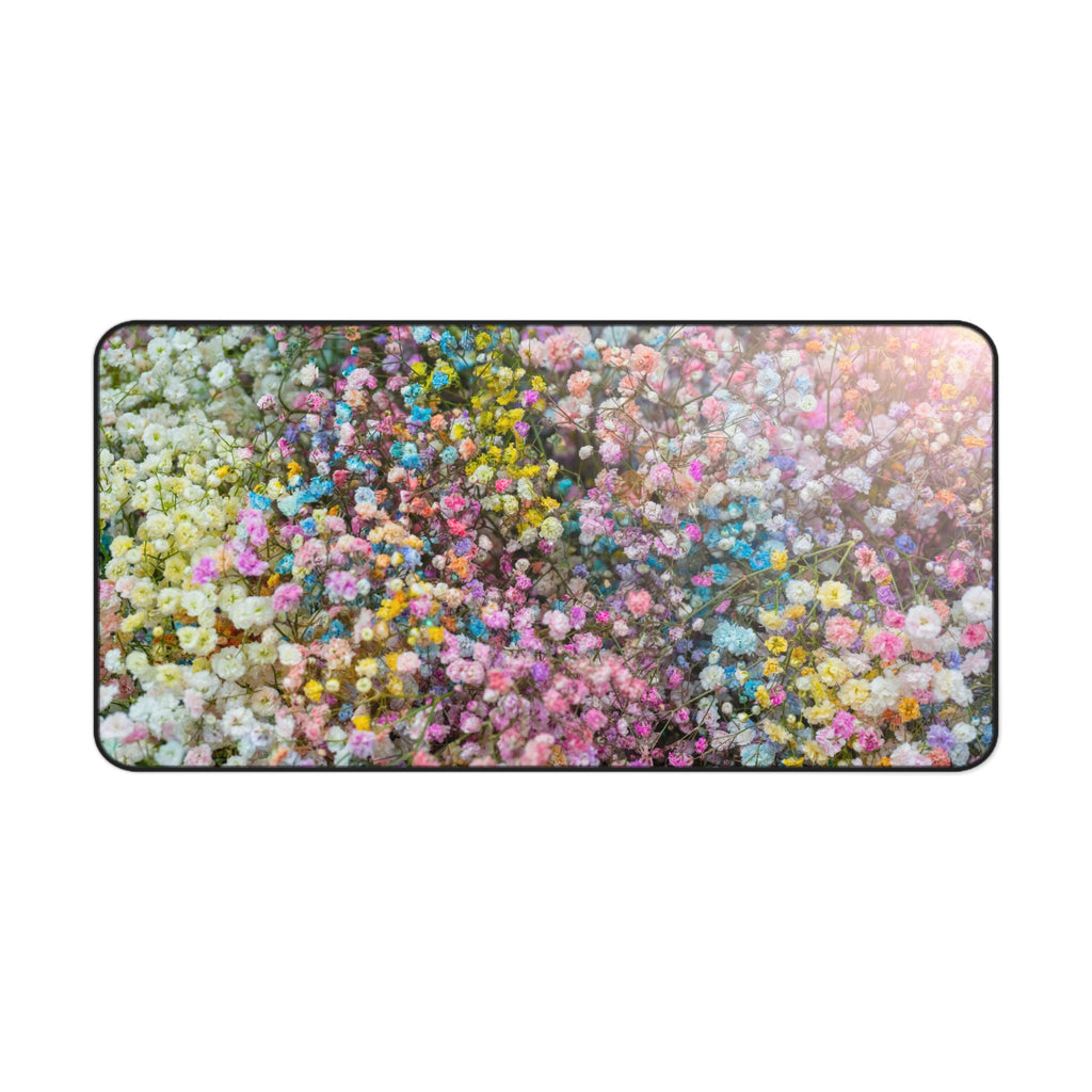 Pastel Baby's Breath Floral Desk Mat | Colorful Flower Mouse Pad