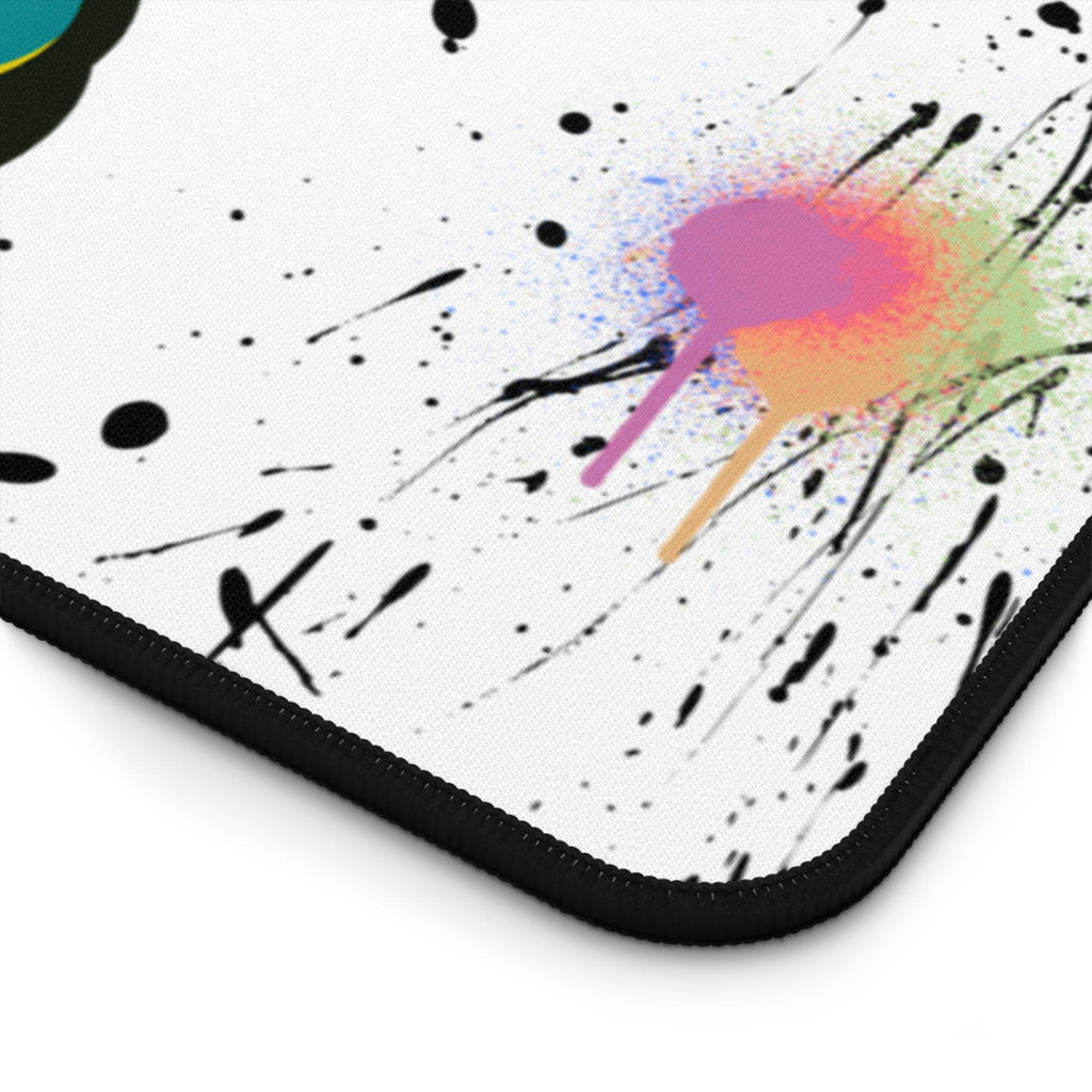 Trust Yourself Desk Mat | Green Graffiti Typography, Splatter Art Mousepad