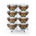 Retro Monarch Butterfly Shower Curtain | Vintage Butterfly Pattern