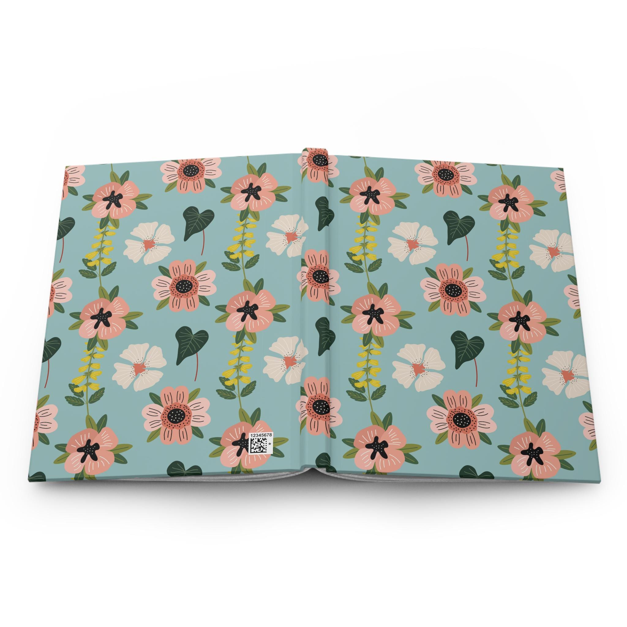 Pink Floral Pattern Hardcover Journal | Matte Botanical Notebook
