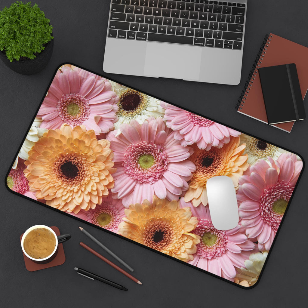 Pastel Gerbera Bouquet Desk Mat | Floral Flower Mouse Pad Mat