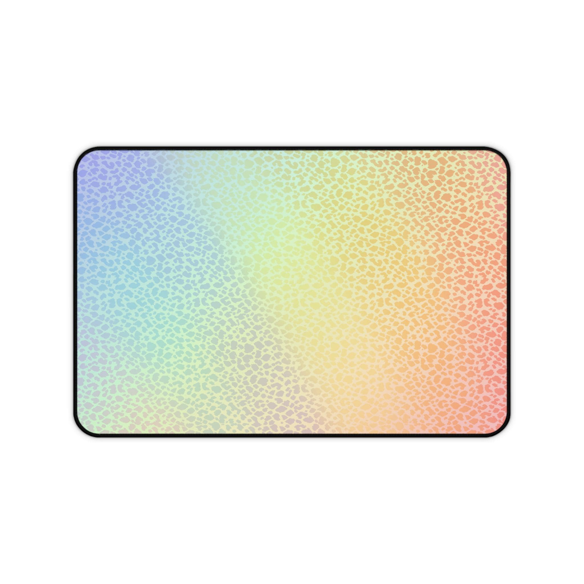 Pastel Rainbow Leopard Print Desk Mat | Gradient Animal Pattern Mousepad
