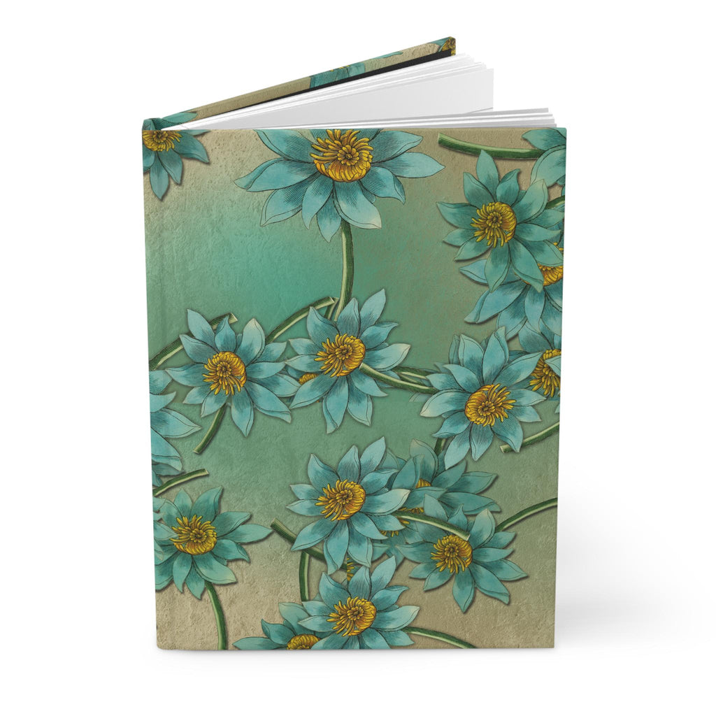 Teal Floral Lotus Pattern Hardcover Journal | Matte Botanical Notebook
