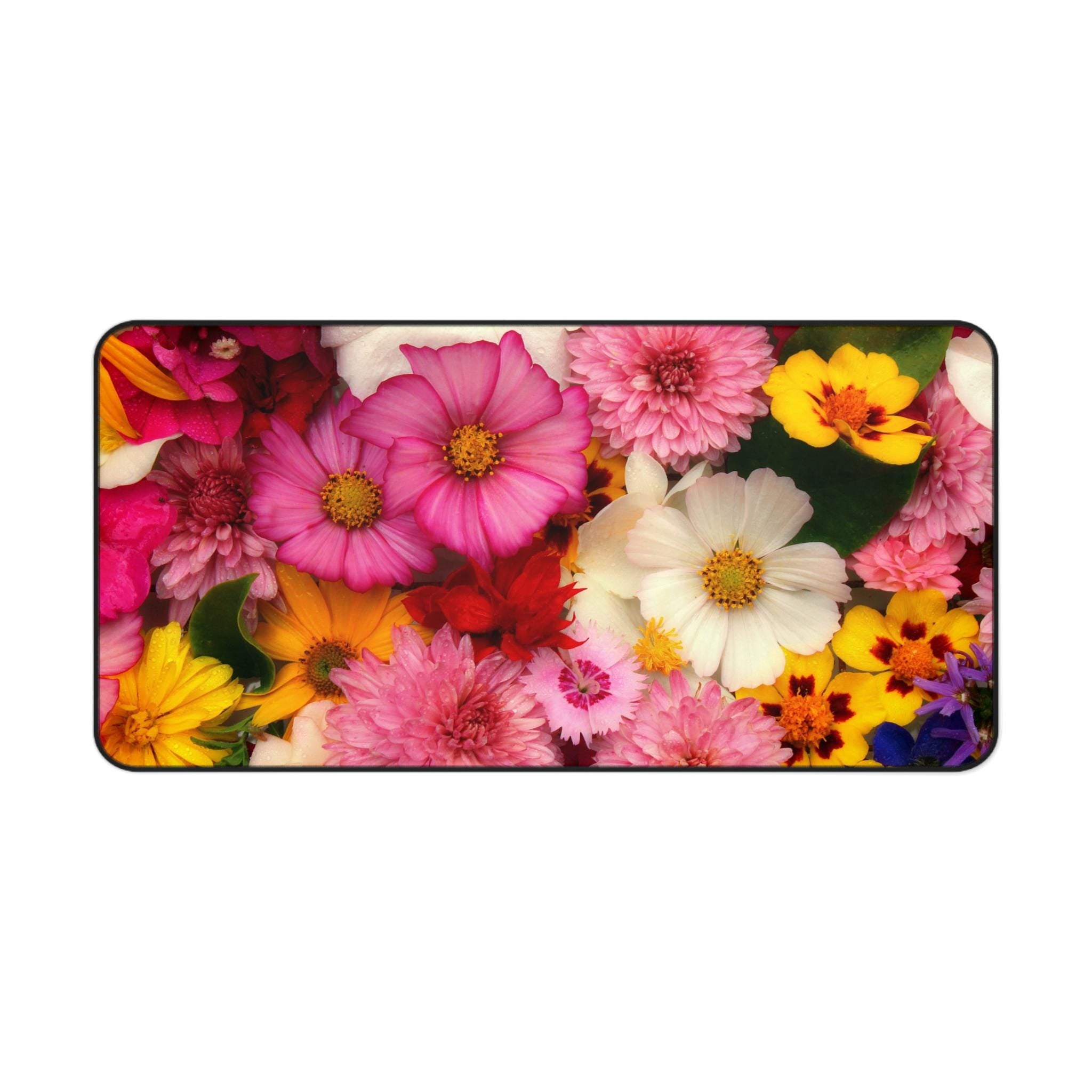 Bright Wildflower Bouquet Desk Mat | Floral Mouse Pad, Garden Blooms