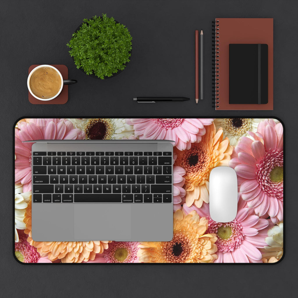 Pastel Gerbera Bouquet Desk Mat | Floral Flower Mouse Pad Mat