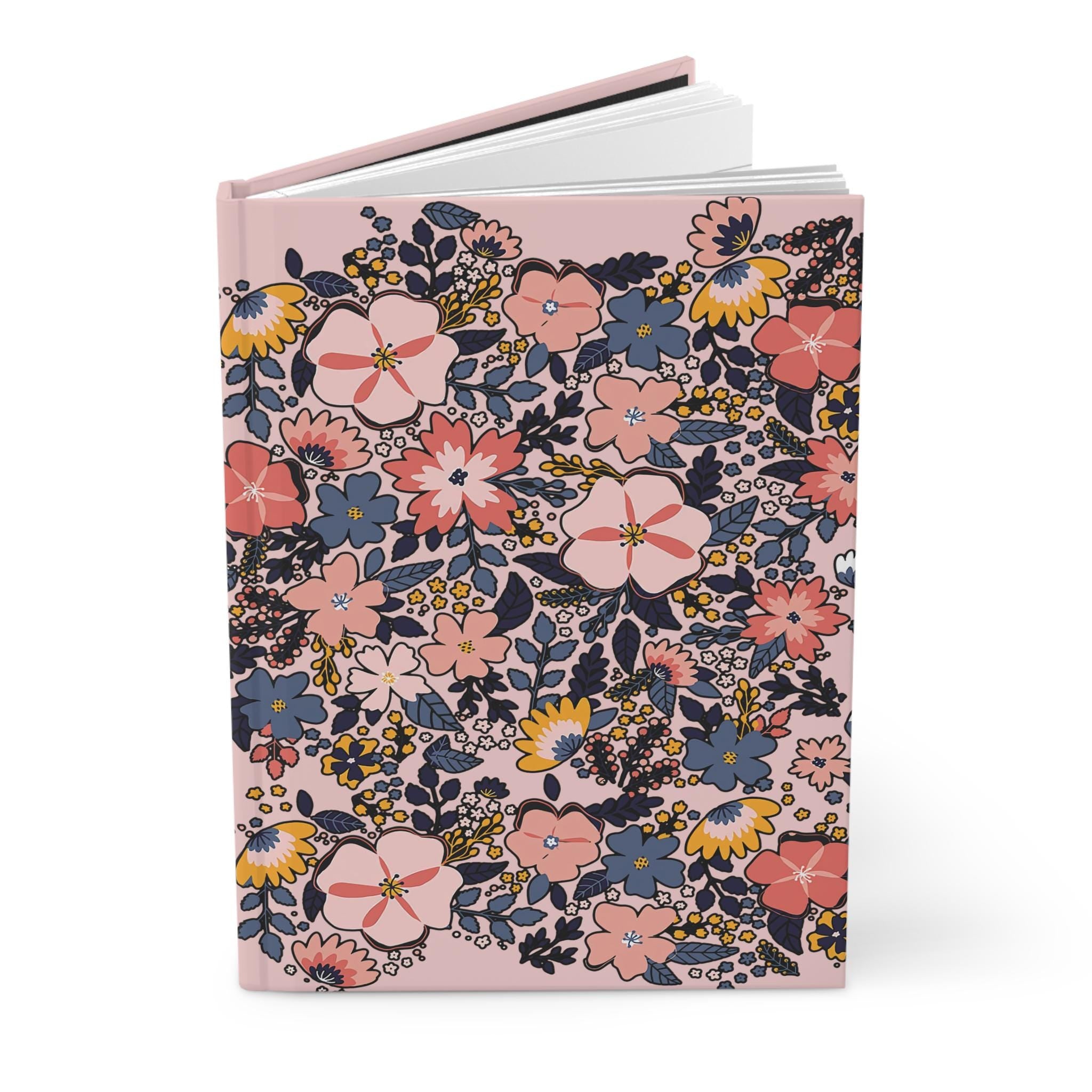 Vintage Floral Pattern Hardcover Journal | Pink Botanical Notebook