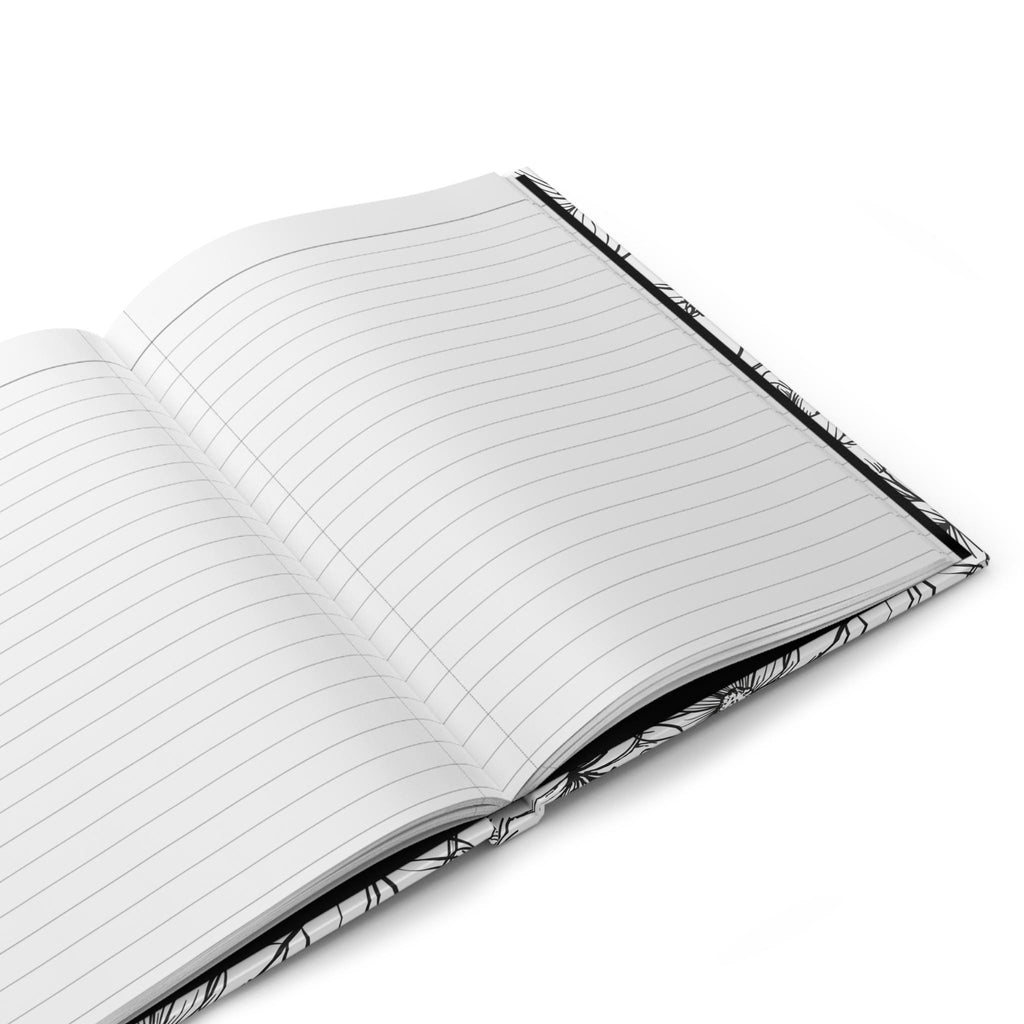 Black Line Floral Pattern Hardcover Journal | Botanical Sketch Notebook