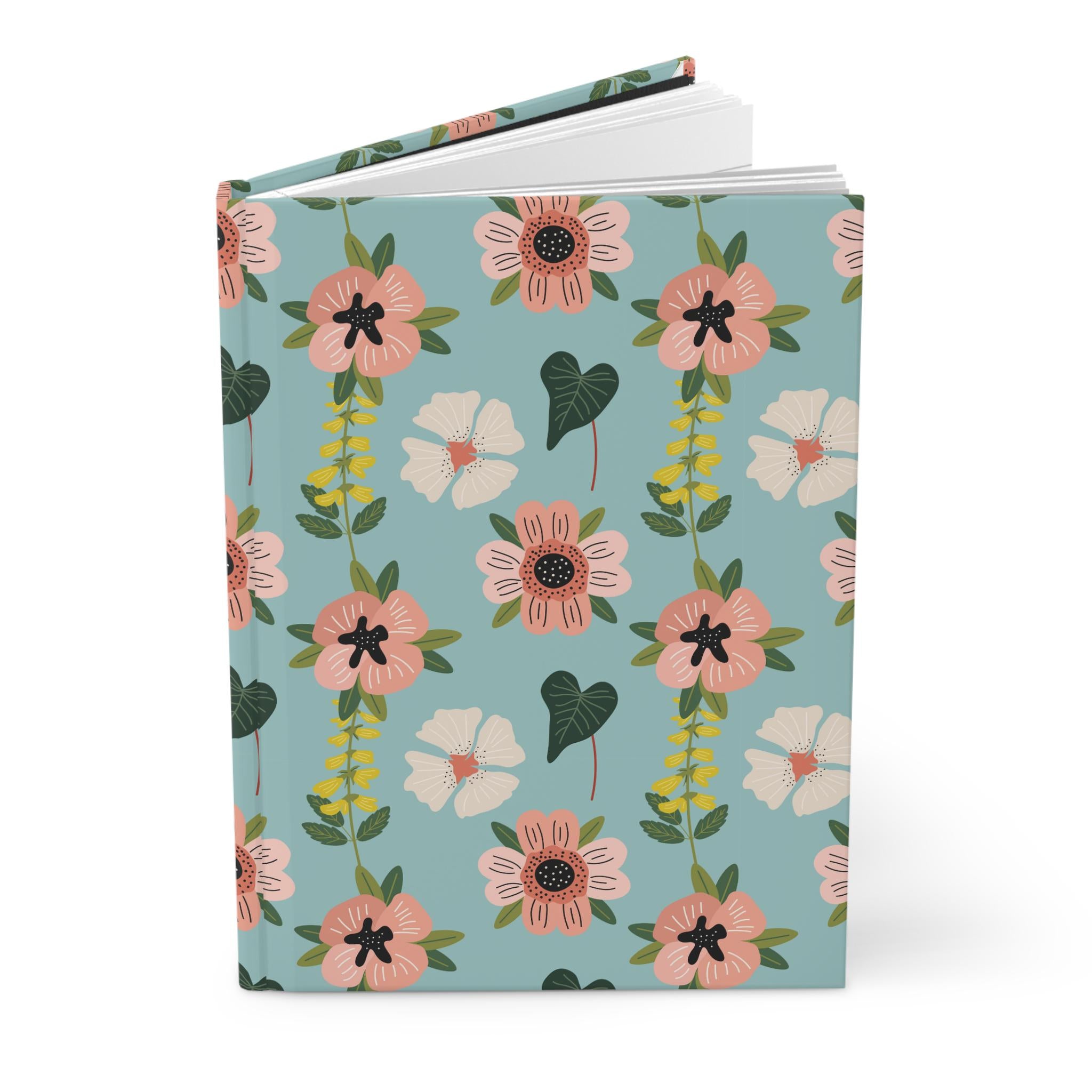Pink Floral Pattern Hardcover Journal | Matte Botanical Notebook