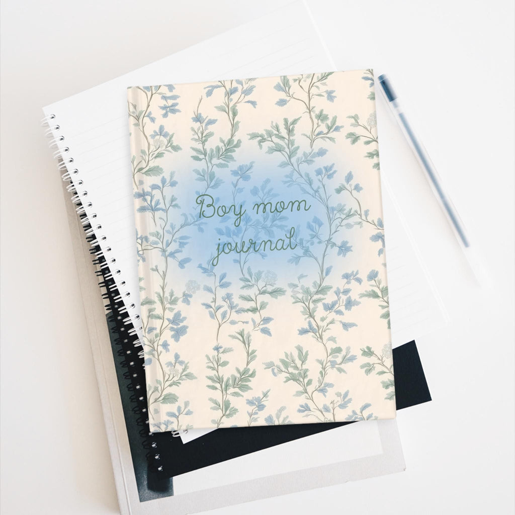 Boy Mom Journal ruled notebook, floral vine cover