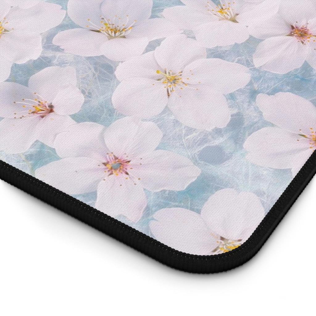 Cherry Blossom Desk Mat | Pastel Sakura Floral Mouse Pad, Watercolor Neoprene Pad