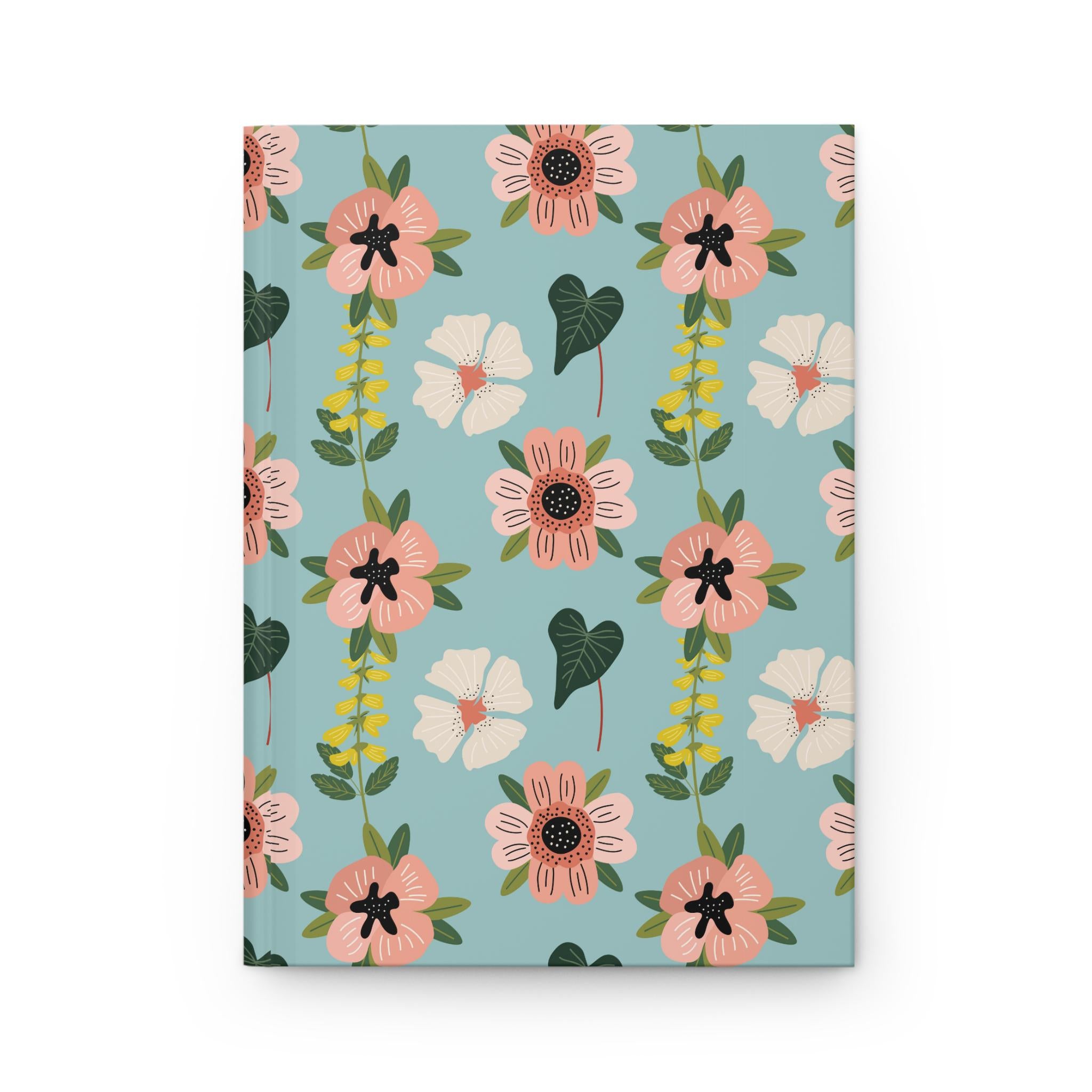 Pink Floral Pattern Hardcover Journal | Matte Botanical Notebook