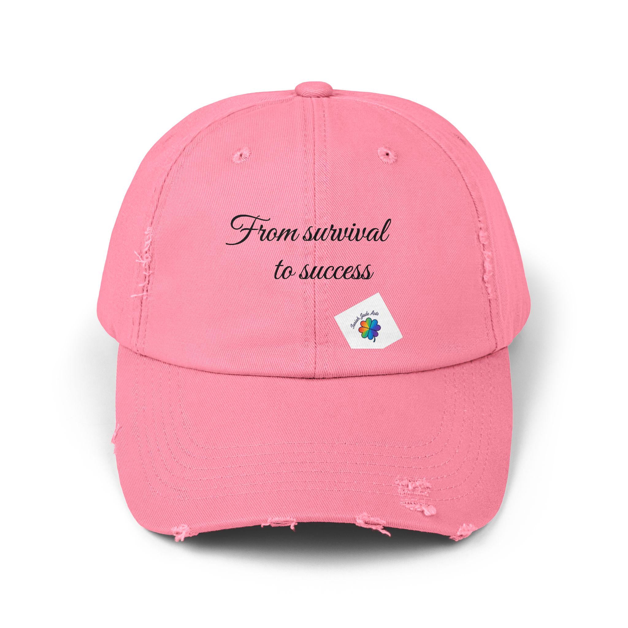 From survival to success Cap | distressed script embroidered hat